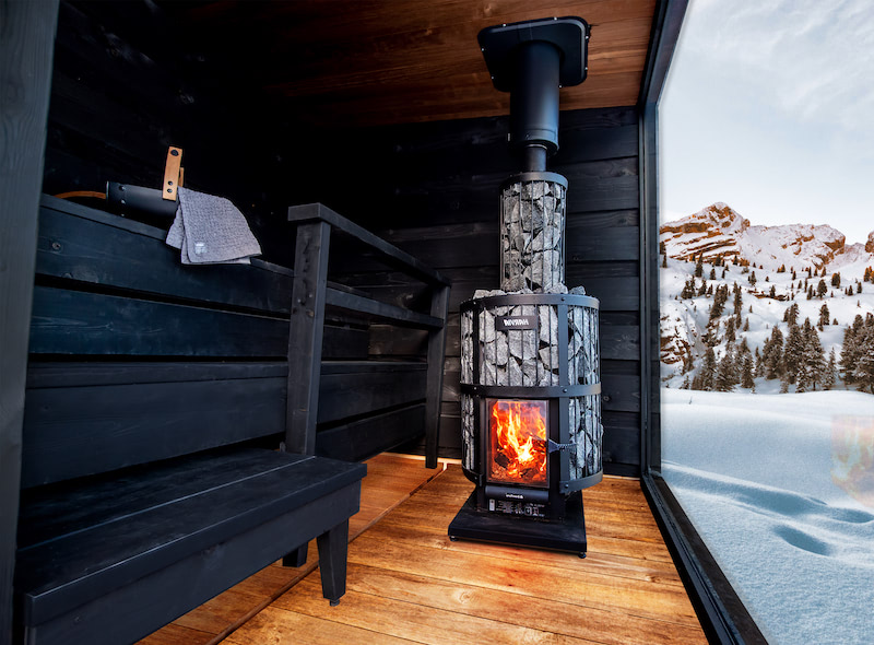 Sauna finlandais avec poêle à bois